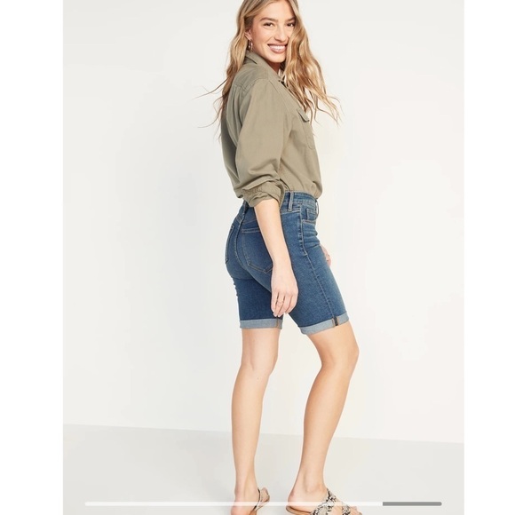 Vintage Old Navy Jean Bermudas High Waisted Cuffed The Sweetheart Jean S… - Picture 7 of 8